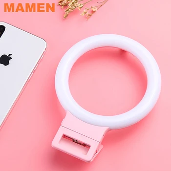 MAMEN CONDUS Selfie Inel de Lumina Incarcator USB Pentru iPhone 11 Pro Max 7 8 Portabil Frumusete Umple de Lumină Lampă Video de Pe Youtube Vlog Foto