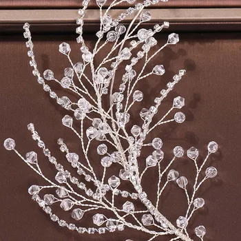 Culoare argintie, Strasuri de Cristal Frunze de Susținere Diademe Cap Bucată rochie de Mireasă Păr Bijuterii Femei Nunta Accesorii de Par VL