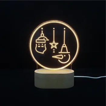 2020 Cadou de Crăciun de Alimentare USB 3D Acril Lumina de Noapte LED 3 Culori de Lumină Lampă de Birou Acasă Decorative Bază de Lemn