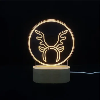 2020 Cadou de Crăciun de Alimentare USB 3D Acril Lumina de Noapte LED 3 Culori de Lumină Lampă de Birou Acasă Decorative Bază de Lemn