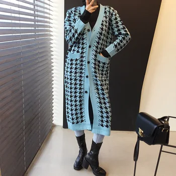 2020 Coreea de Una-Bucata Pulover Tricot Rochii Pentru Femei Retro OL Birou Elegant Cardigan Tricotate Sacou Rochie Midi Dantela Sus Pulovere