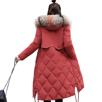 Brieuces 2019 femei de iarnă cu glugă haina guler de blană cald îngroșa sacou lung femei plus dimensiune îmbrăcăminte exterioară hanorac doamnelor chaqueta