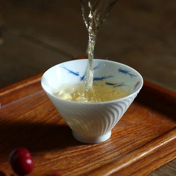 TANGPIN cana de ceai din ceramica pictate manual pește ceașcă de porțelan kung-fu cup