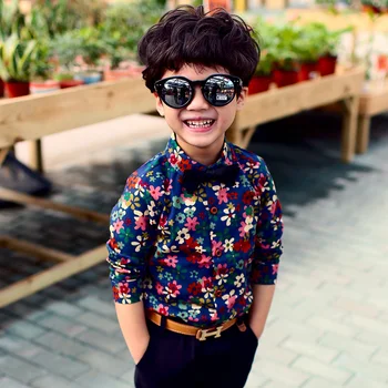 Îmbrăcăminte pentru copii Baieti Tricou 2020 Primăvară Noi pentru Copii Noi Bumbac Floral cu Mâneci Lungi Rever Copii Baby Tricou Floare
