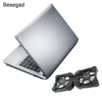 Besegad Pliabil Mini USB Dublu de Răcire Pad Cooler Ventilator de suport Suport de Montare pentru 7-14 Inch Notebook Laptop Macbook Air Pro