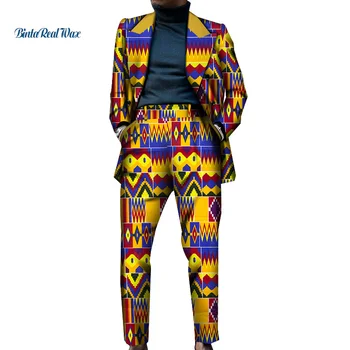 Sacou Costum African Mens Haine Aplicatiile de Top și Pantaloni Seturi African Print 2 Piese Pantaloni Seturi Africa de Haine pentru Barbati WYN1270