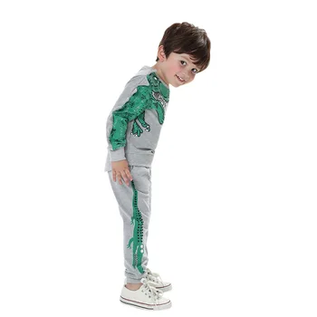2020 Primăvară baietel Haine de Bumbac cu Maneci Lungi Dinozaur Stil Pulover Haina+2 buc pantaloni Copii Băiat de Trening Imbracaminte set 2-8Y