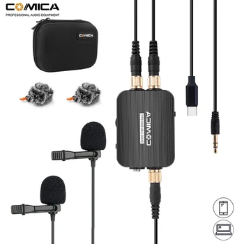 Comica MCV-D03 STC Dual-cap Lavaliera Rever Microfon Omnidirectional Clip-on Interviu Microfon de Tip c/3.5 mm Smartphone