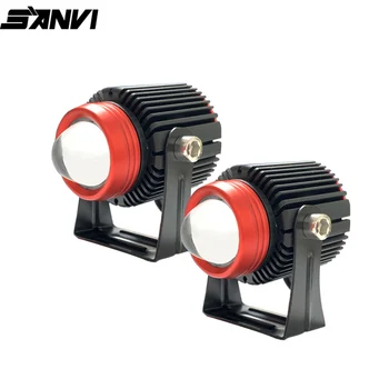 SANVI 2 BUC MINI Dual Color LED Proiector, Lentila Far 3000K/5000k Ceață cu LED-uri lampa de Lucru Auto Motociclete de Lumină Auxiliară