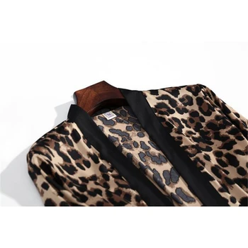 4buc Set Lenjerie Rochie de Noapte pentru Femei Somn Topuri Halat Seturi Lounge Sexy din Satin de Mătase de Imprimare Leopard Pijamale Dress Halat de baie