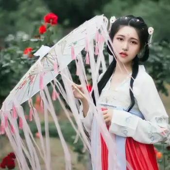 Noi Bambus Uns Umbrelă De Hârtie Femei Ciucuri Din Fire Panglica Hanfu Umbrela Femeie Cu Umbrelă De Soare Retro Efectuarea Japonez Stil Chinezesc