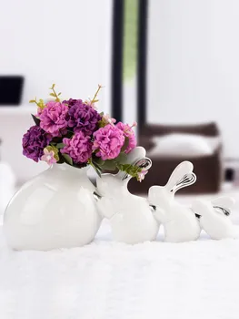 Ceramice moderne Iepure Vaza Figurine Decor Acasă Living, Dormitor Fals Floarea oală Hotel Desktop Statui Meserii Accesorii