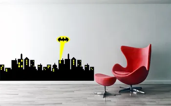 *5 dimensiuni* GOTHAM CITY SKYLINE Bat Decal AUTOCOLANT PERETE Amovibil Home Decor de Arta