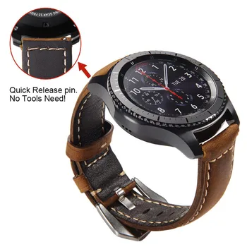 22mm Crazy Horse Piele barbati curea pentru Samsung Galaxy watch 46mm de Viteze S3 ceas Inteligent Accesoriu bratara din piele curea de Trupa
