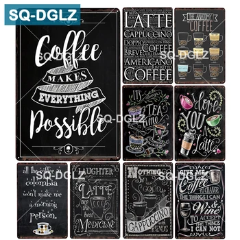 [SQ-DGLZ] Cafea Meniu de Metal Semn Pauză de Cafea Decor de Perete Cafea Neagră Tin Semn Pictura Plăci de Artă Poster