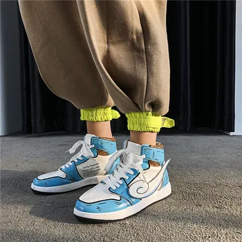 Moda Barbati High Top Canvas Pantofi Cool de Imprimare 3D Dantela-up Vulcaniza Pantofi de sex Masculin Confort Pantofi Plat