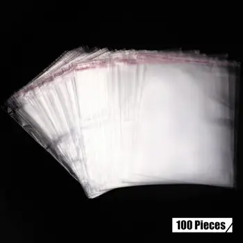 100 Pack Poli Transparent Sac de Opp autoadezive Pungă de Plastic pentru Tricou, Haine de Ambalare Clar Sac de Depozitare