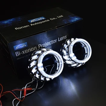 RONAN 2.5 inch spirală dublă LED-uri Integrate Capace Alb albastru roșu angel Eye Măști DRL pentru Bi-xenon Bi-led Proiector Lentilă Giulgiul