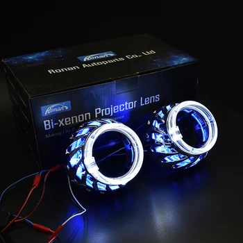 RONAN 2.5 inch spirală dublă LED-uri Integrate Capace Alb albastru roșu angel Eye Măști DRL pentru Bi-xenon Bi-led Proiector Lentilă Giulgiul