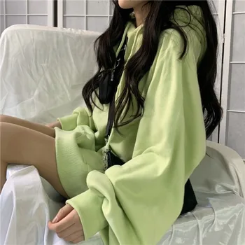 Nomikuma coreean de Cauzalitate Solid Hanorac cu Maneca Lunga Pulover Supradimensionat Hoody 2020 Toamna Noua Femei Hoodies Sus 6C225