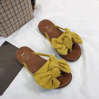 Vara Fierbinte de Vânzare Femei Flip Flops Modă de Culoare Solidă Papion Plat Sandale cu Toc Marimea 36-40 în aer liber, Papuci de casă papuci de Plaja Pentru Femei