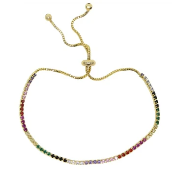 Tenis CZ delicată Brățară manșetă Multicolore de curcubeu colorat brățară pentru femei engagment aur umplut regla minimalist bijuterii
