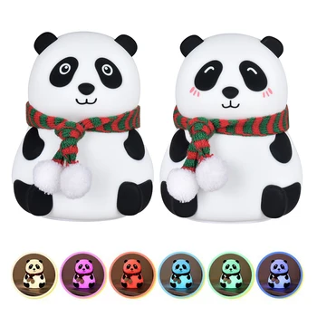 Desene animate Panda Lumina de Noapte LED Silicon Touch Colorate Dormitor Noptieră Lampa USB Reîncărcabilă Decorare Camera Copilului Copii Cadou