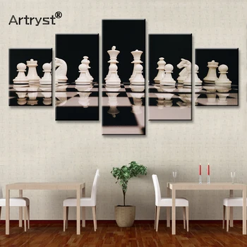 Artryst Moderne 5 Bucati de Panza Pictura Arta Joc de Șah 4K Poster HD Print pe Pânză Modular Picturi murale de Perete Camera de zi