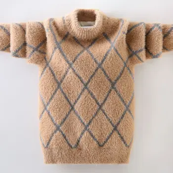 Noul sosit iarna Copii pulover haine băiat copil copii Pulover gros moale Tricotate fleece ridicata 3-15 ani
