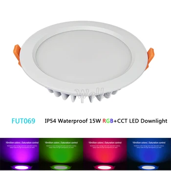 Miboxer FUT069 2.4 G IP54 rezistent la apa 15W RGB+CCT Rotund LED Downlight Estompat AC86-265V Reccessed Lumina B8 FUT092 de la Distanță