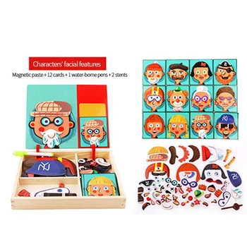 Puzzle DIY Creative Magnet Carte Amuzant Dressup Baby Puzzle Magnetic Autocolante 3D Stereo Puzzle-uri de Joc Stabilit pentru cadourile de crăciun