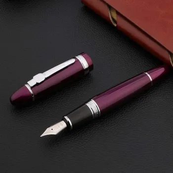 Brand de lux JINHAO 159 Stilou argintiu violet cerneală birou pen semnătură de pix metal filare pen Papetărie de Birou Școală