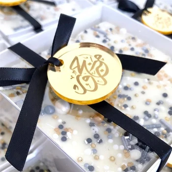100* Personalizate Gravate Câteva Nume Rotund Oglindă De Aur Monede De Masă Centrală Confetti Decor Tag-Ul Pentru Nunta Si De Logodna