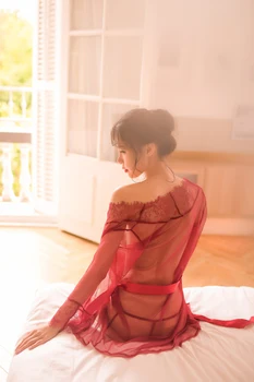 Sexy Transparente Desuuri de Femei Florale Halat Vedea Prin Kimono Geană cămașă de noapte Sexy Sleepwear Perspectivă cu Centura Gratuit Dimensiune