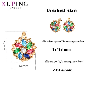 Xuping Bijuterii de Moda Femei Huggies Cercei cu Flori Colorate în Formă de Sinteză Cubic Zirconia 98251