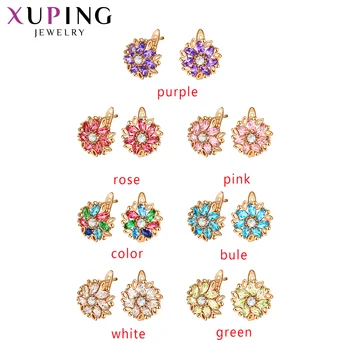 Xuping Bijuterii de Moda Femei Huggies Cercei cu Flori Colorate în Formă de Sinteză Cubic Zirconia 98251