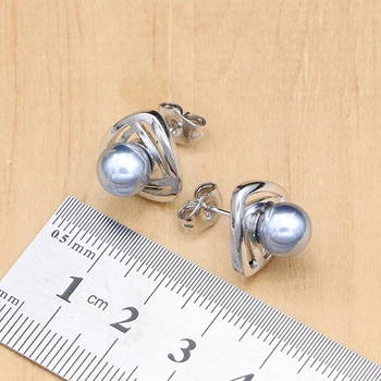 Negru Perle De Apă Dulce Argint 925 Seturi De Bijuterii Pentru Femei Perla De Nunta Si Aniversare&Petrecere Sterling Argint Bijuterii