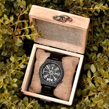 Reloj hombre BOBO PASĂRE din Lemn Ceas pentru Bărbați Runic Cerc Ceasuri cu Aur Conducerea de Venerație sau Vegvisir de sex Masculin Ceas Dropshipping