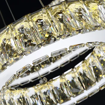 Modern, Lux Mare de Cristale de LED-uri Lampă de Pandantiv de Diamant Inel de LED-uri Candelabru din Oțel Inoxidabil Agățat Corpuri de iluminat cu LED Luciu