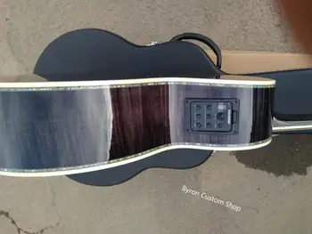 Transport gratuit AAA Byron personalizate chitara flame maple negru lucios chitara solid de molid jumbo 43 cm acustice chitara electrica
