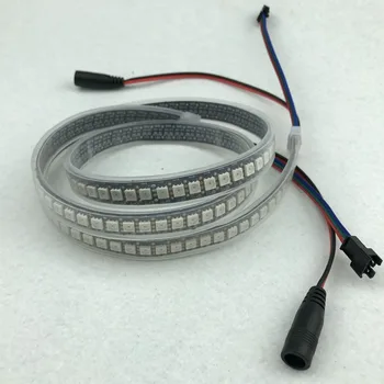 GS8208 144leds/m;DC12V adresabile plin de culoare RGB 5050 LED strip;2m lung;rezistent la apa în tub de silicon;IP66;alb/negru pcb