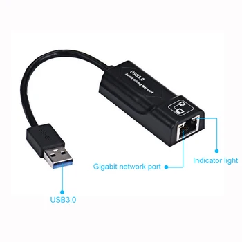 Basix USB3.0 Ethernet RJ45 Extern placa de Retea USB 3.0 La Rj45 LAN Adaptor cu 10/100/1000Mbps Gigabit Ethernet pentru PC