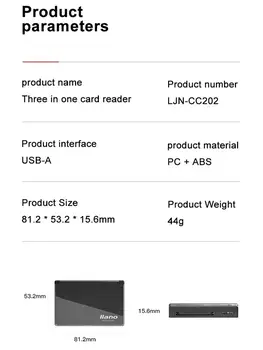 LLANO USB 3.0 Cititor de Carduri 3-în-1 Cititor de Carduri SD, Micro SD TF CF Compact Flash Card Adaptor pentru Laptop Multi-Card Reader USB 3.0
