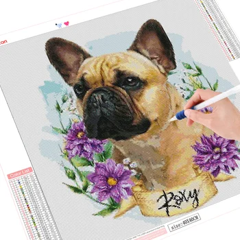 HUACAN Plină Piața de Foraj de Diamant Pictura 5D Câine Animal de Diamant Broderie Mozaic Decor Acasă Cadou
