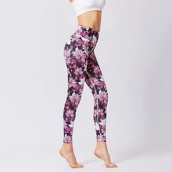 Femei Floare De Imprimare Yoga Pantaloni Sport Running Pantaloni De Trening Antrenament Jambiere De Fitness Leggins Pentru Femei Atletic Pantaloni Sport Sport