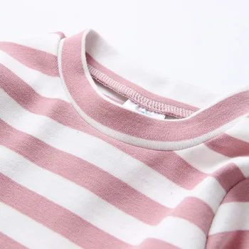 2020 Moda De Primăvară Copii 2-10 Ani Copilul Teuri Topuri O-Neck Long Sleeve Stripe Lace Mozaic Bumbac Toamna Baby Girls T-Shirt