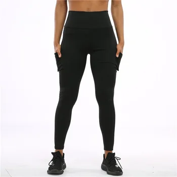Culoare solidă de Fitness, Colanti Pentru Femei de Moda Skinny cu Push Up de Trening cu Elastic Slim Leggins cu buzunar Fund de Ridicare Pantaloni Șold
