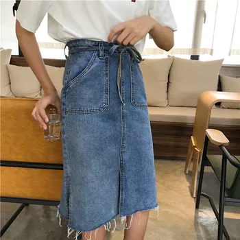 Ieftine en-Gros 2018 Nouă Vară Fierbinte de Vânzare de Moda pentru Femei Casual Sexy Denim Mediu Fusta Stil L19