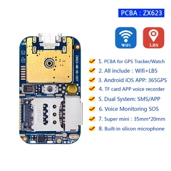 ZX623W GPS Tracker GSM Wifi LBS Localizare PCBA SOS Web de Urmărire APP Recorder de Voce
