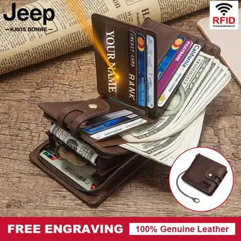 Piele naturala RFID portofel vintage barbati cu buzunar monedă scurt portofele mici hasp fermoar portmoneul cu deținătorii de carduri geanta